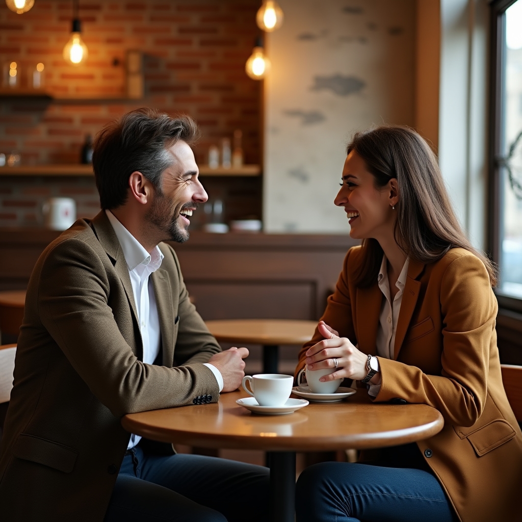 Doi antreprenori discutând informal la o cafea despre provocările de business